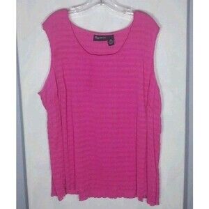 Maggie Barnes 3X Pink Crinkle Textured Tank Top Sleeveless Sheer Stretch